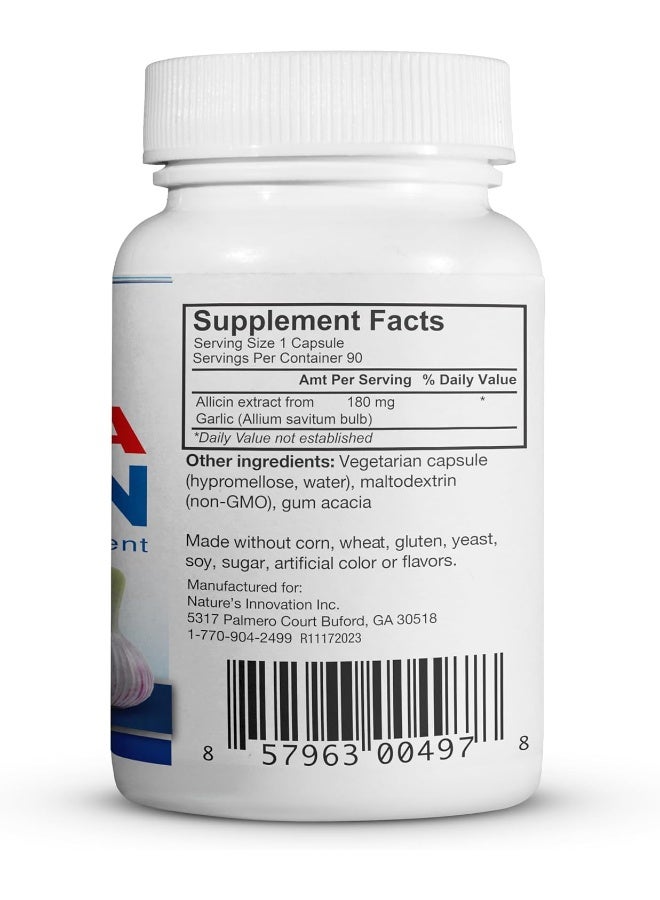 BuyNaturally Potent Allicin Odor Controlled Garlic Supplement by Mega Allicin|180,000mcg (180mg) Veggie Capsules with Immune Support, Gluten-Free (90 Count) - Image 2